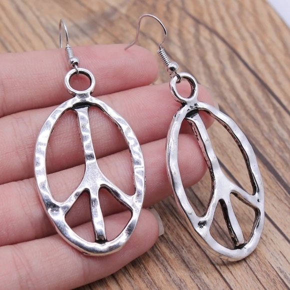 PEACE SIGN Earrings Peace Earrings Statement Earri - Picture 2 of 3